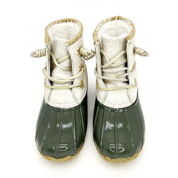 Jack Rogers Chloe Metallic Leather Cuff Duck Boots Olive Green Women's Size 7 - Picture 7 of 14